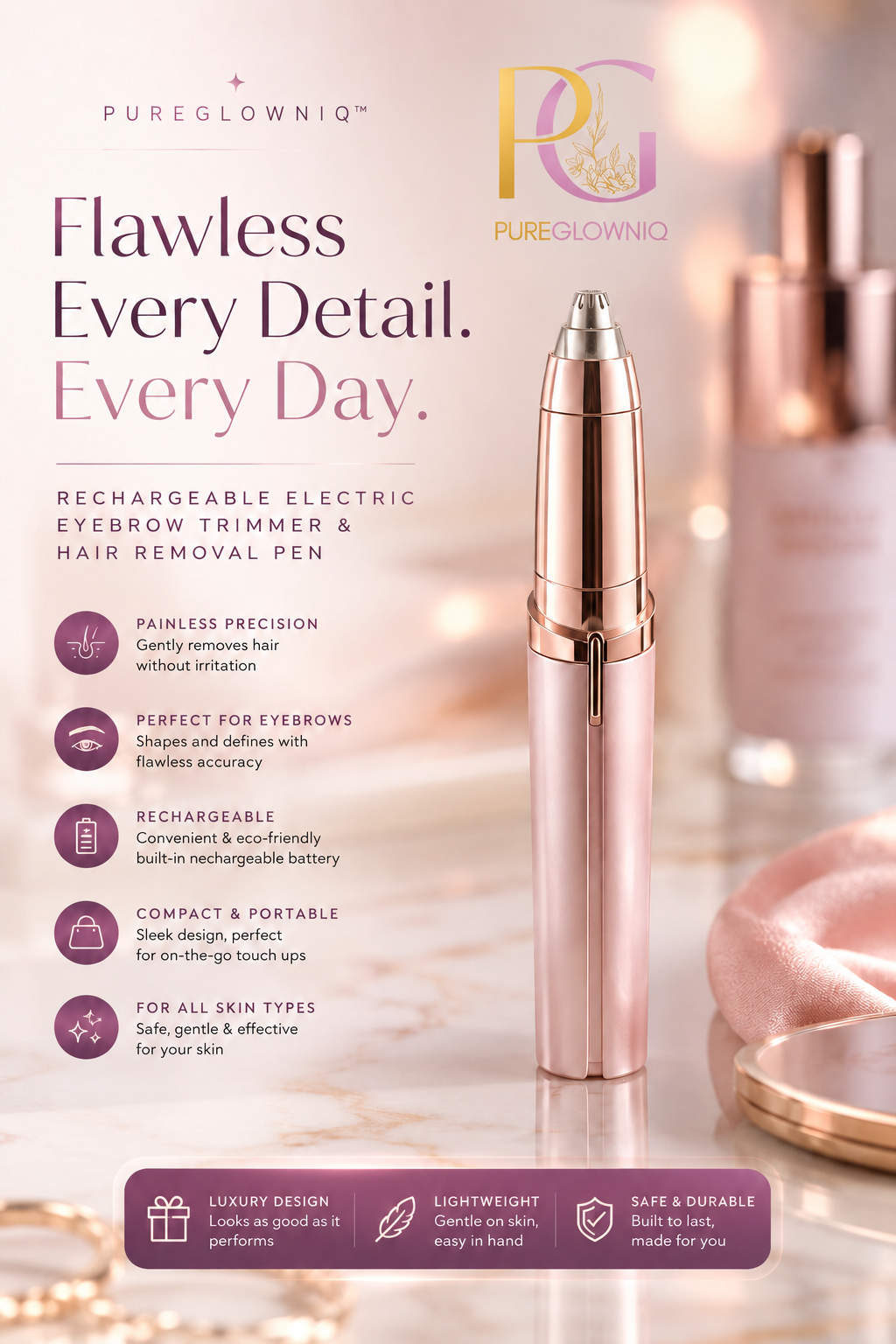 Rechargeable Electric Eyebrow Trimmer And Hair Removal Pen